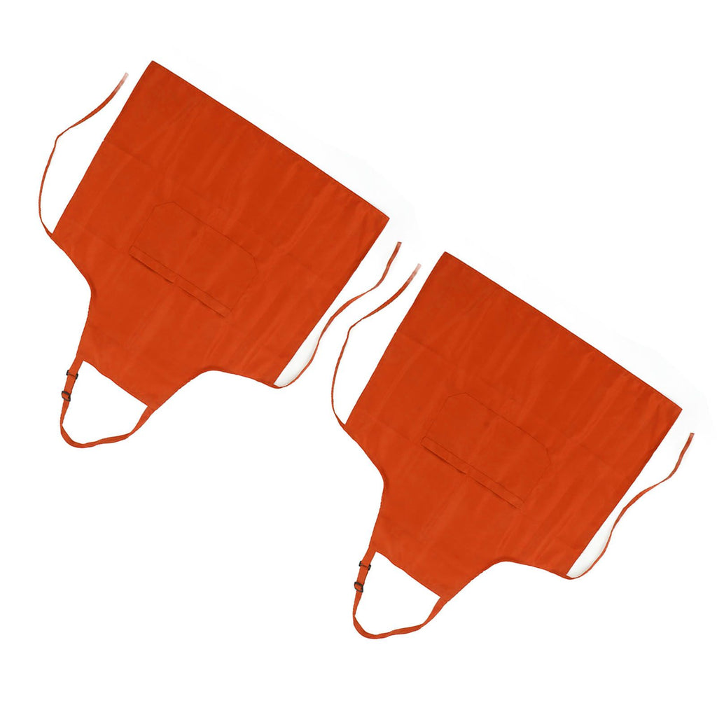 Cooking Apron Waterproof Adjustable Neck Strap Breathable Soft Kitchen Bib Apron with Pocket for Barbecue Baking 2pcs Orange
