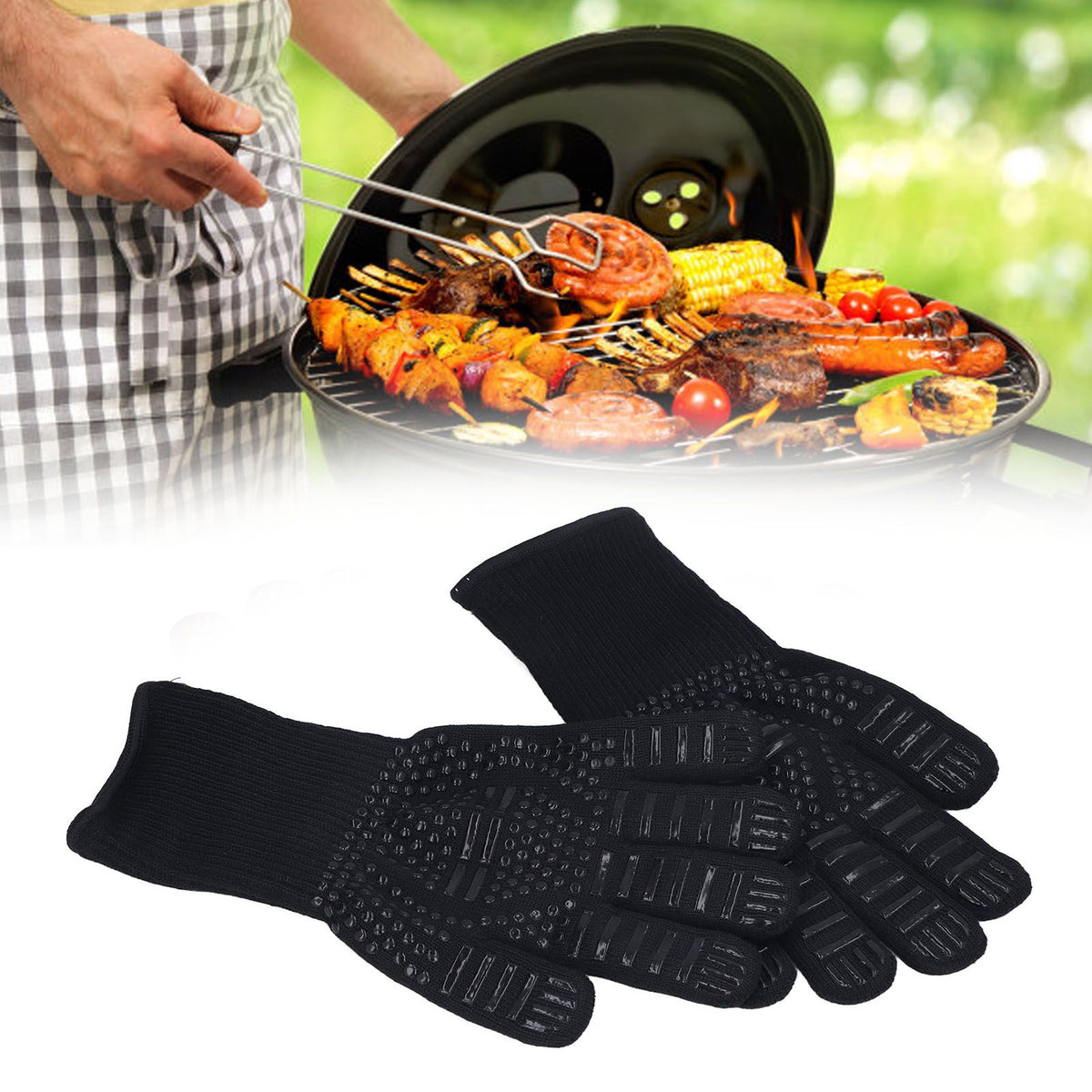 Heat Resistant Gloves 500℃ 31cm Hot Proof Mitts Cooking Tool for BBQ Oven Welding - Flavour Fushion Cooking Shop