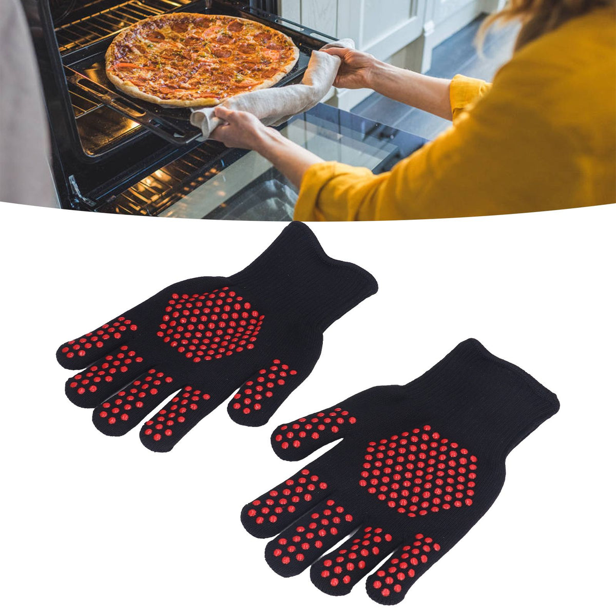 Heat Resistant Gloves 25cm Separate Fingers Hot Proof Mitts Cooking Tool for BBQ Welding - Flavour Fushion Cooking Shop