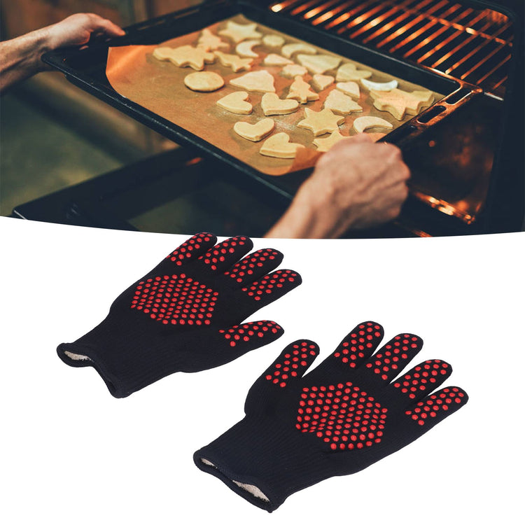 Heat Resistant Gloves 25cm Separate Fingers Hot Proof Mitts Cooking Tool for BBQ Welding - Flavour Fushion Cooking Shop