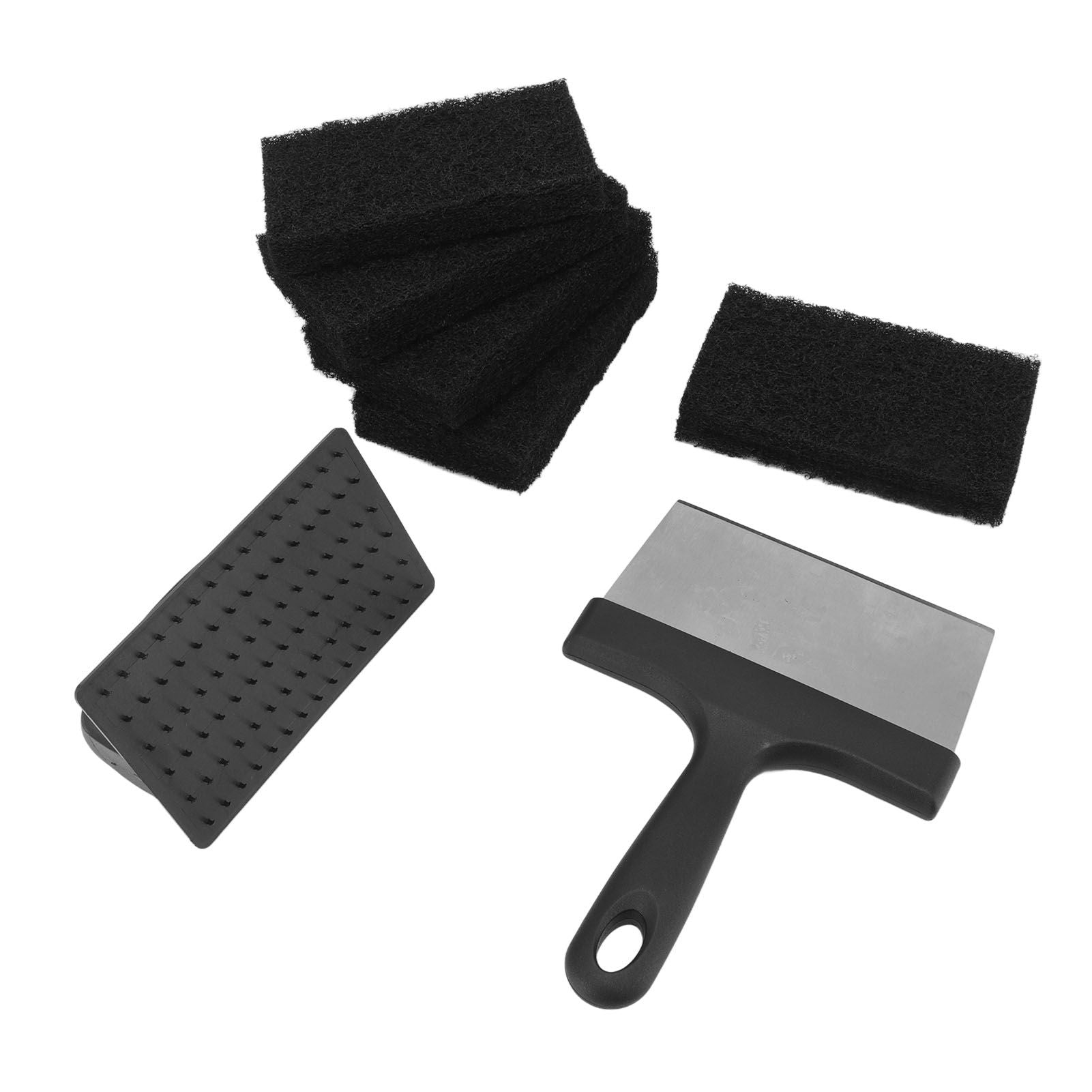 Barbecue Grill Griddle Cleaning Kit BBQ Grill Cleaner Set Includes Stainless Steel Scraper Brush Sponge Blocks