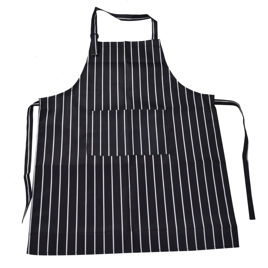 Bib Apron Waterproof Adjustable Kitchen Cooking Aprons with Dual Pockets for Kitchens Restaurants BakersBlack and White Bars