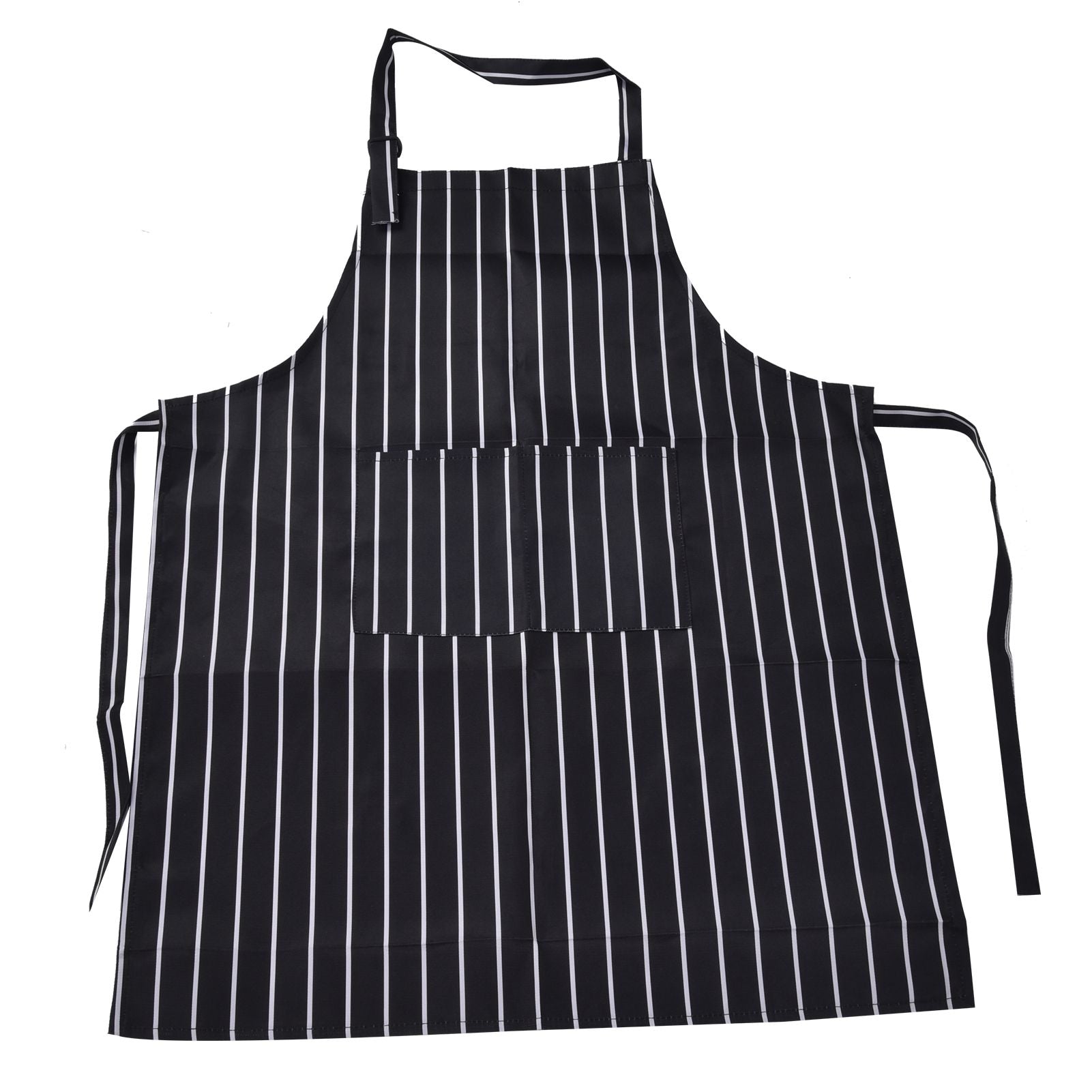 Bib Apron Waterproof Adjustable Kitchen Cooking Aprons with Dual Pockets for Kitchens Restaurants BakersBlack and White Bars