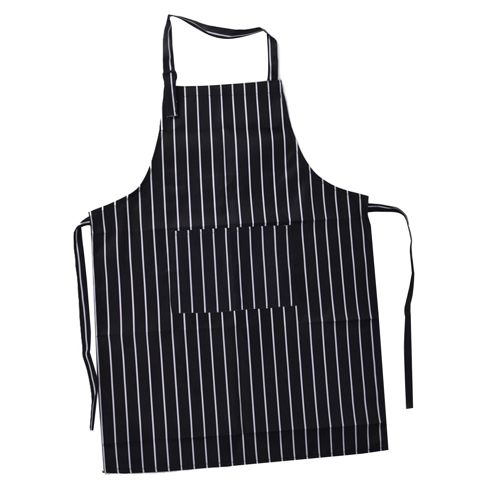 Bib Apron Waterproof Adjustable Kitchen Cooking Aprons with Dual Pockets for Kitchens Restaurants BakersBlack and White Bars