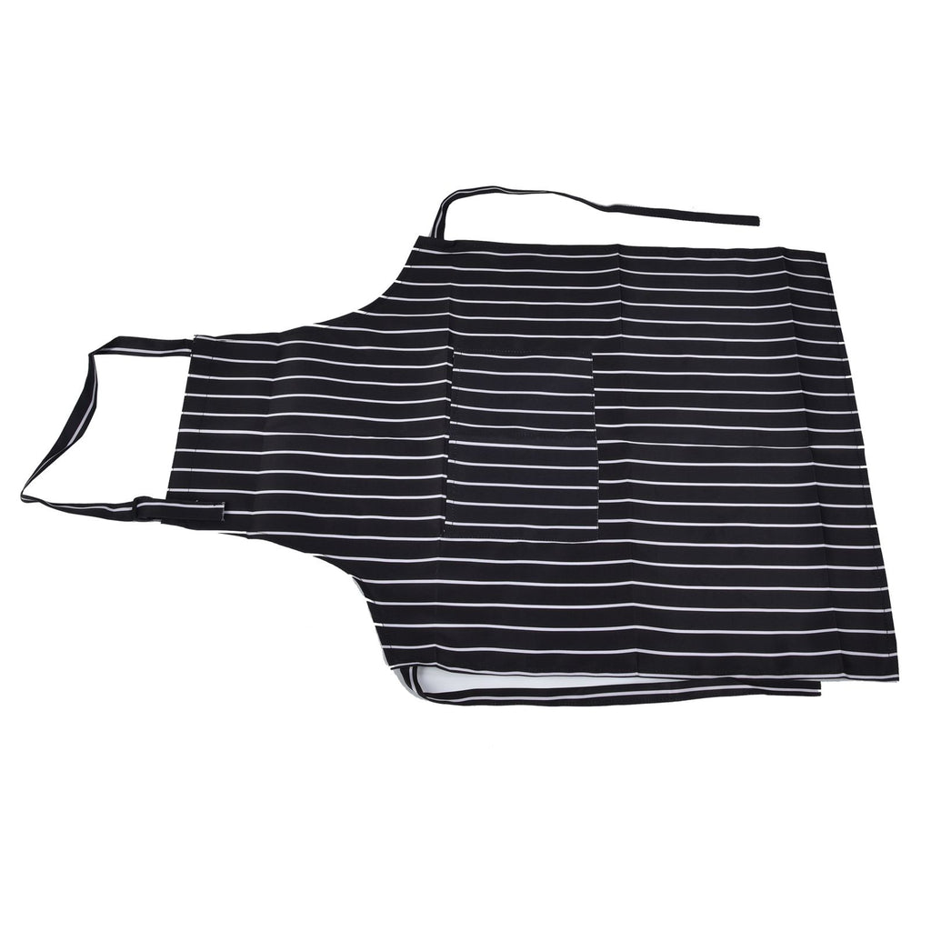 Bib Apron Waterproof Adjustable Kitchen Cooking Aprons with Dual Pockets for Kitchens Restaurants BakersBlack and White Bars