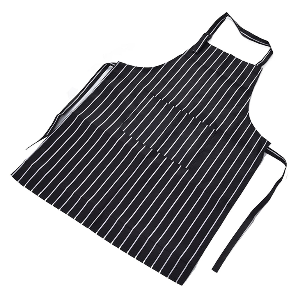 Bib Apron Waterproof Adjustable Kitchen Cooking Aprons with Dual Pockets for Kitchens Restaurants BakersBlack and White Bars