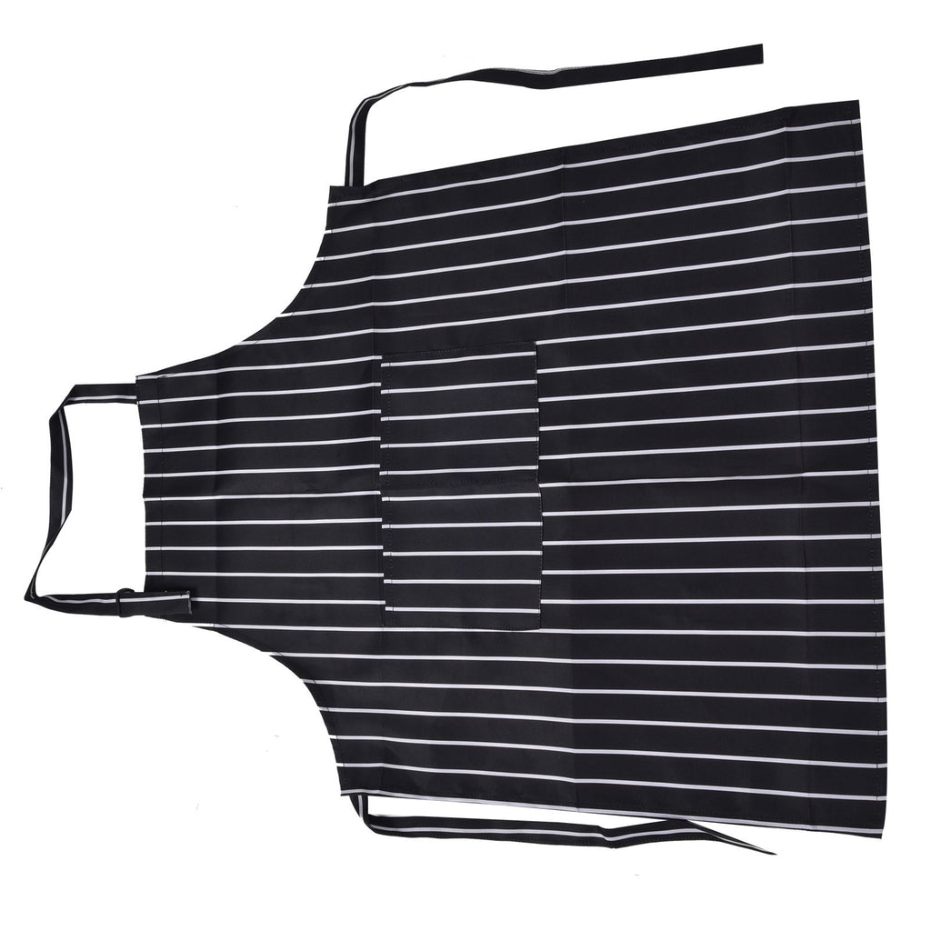 Bib Apron Waterproof Adjustable Kitchen Cooking Aprons with Dual Pockets for Kitchens Restaurants BakersBlack and White Bars