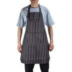 Waterproof Bib Apron – Black & White Stripe