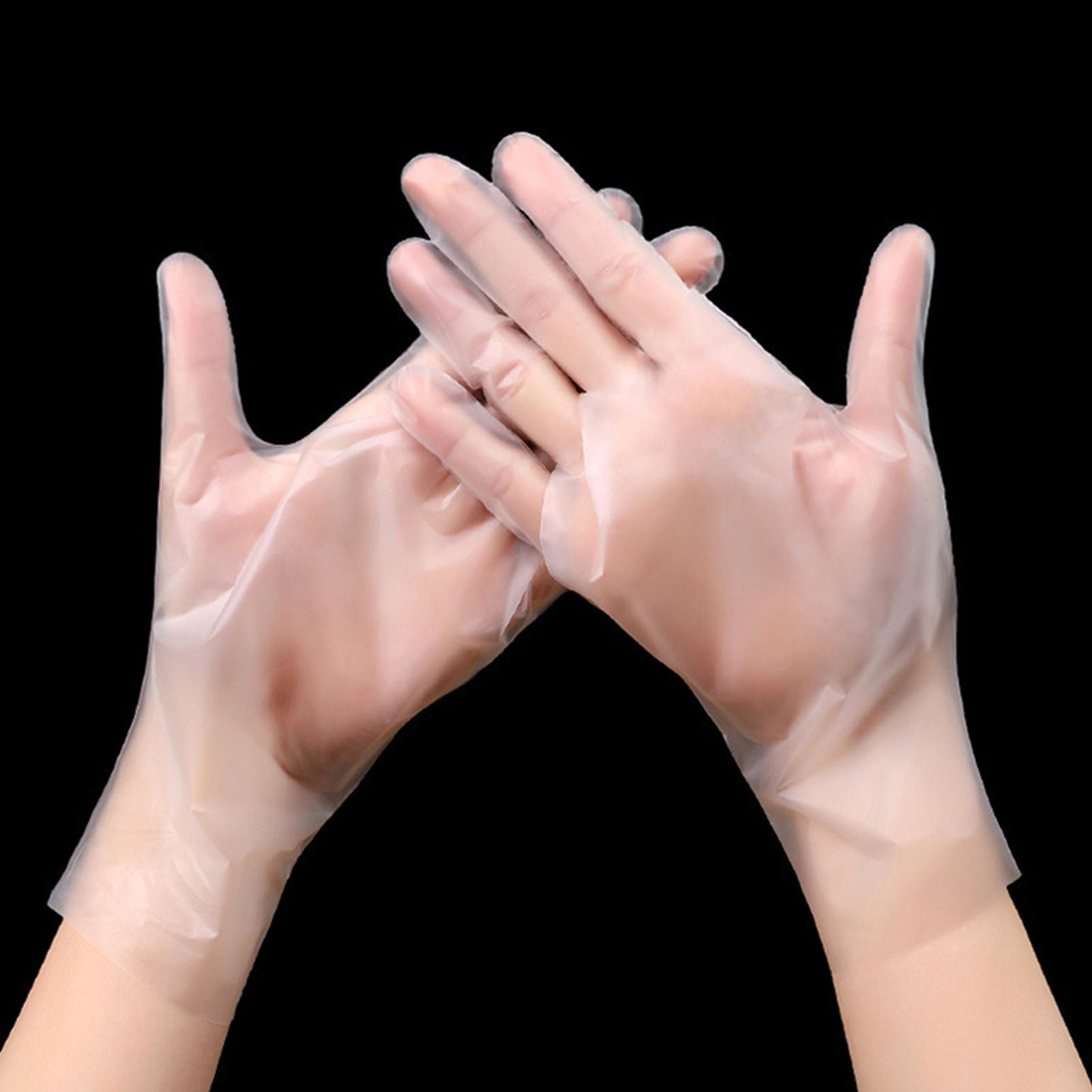 100PCS Disposable TPE Gloves Thicken Transparent Food Grade for Kitchen Baking Cooking CleaningM