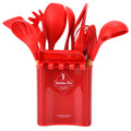 13Pcs Silicone Cooking Utensils Set Non Stick Spatula Shovel Wooden Handle Cooking Tools Set Kitchen Supplies Red