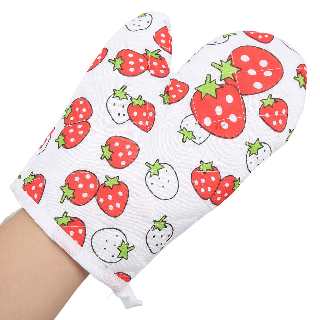 Oven Gloves Polyester Cotton Material Printed Pattern Lanyard Design Cooking Microwave Mitts for Kitchen
