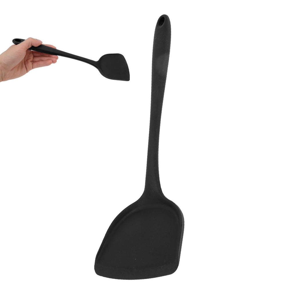 5Pcs Cooking Spatula with Hanging Hole Ergonomic Prevent Scalding Chinese Silicone Spatula for Kitchen Black