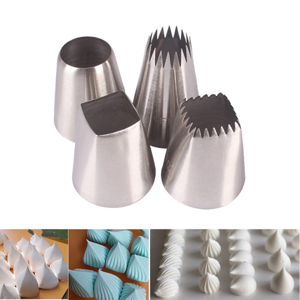 4PCS Cake Decorated Nozzle Set Stainless Steel Piping Nozzle DIY Cake Decorating Tips - Flavour Fushion Cooking Shop