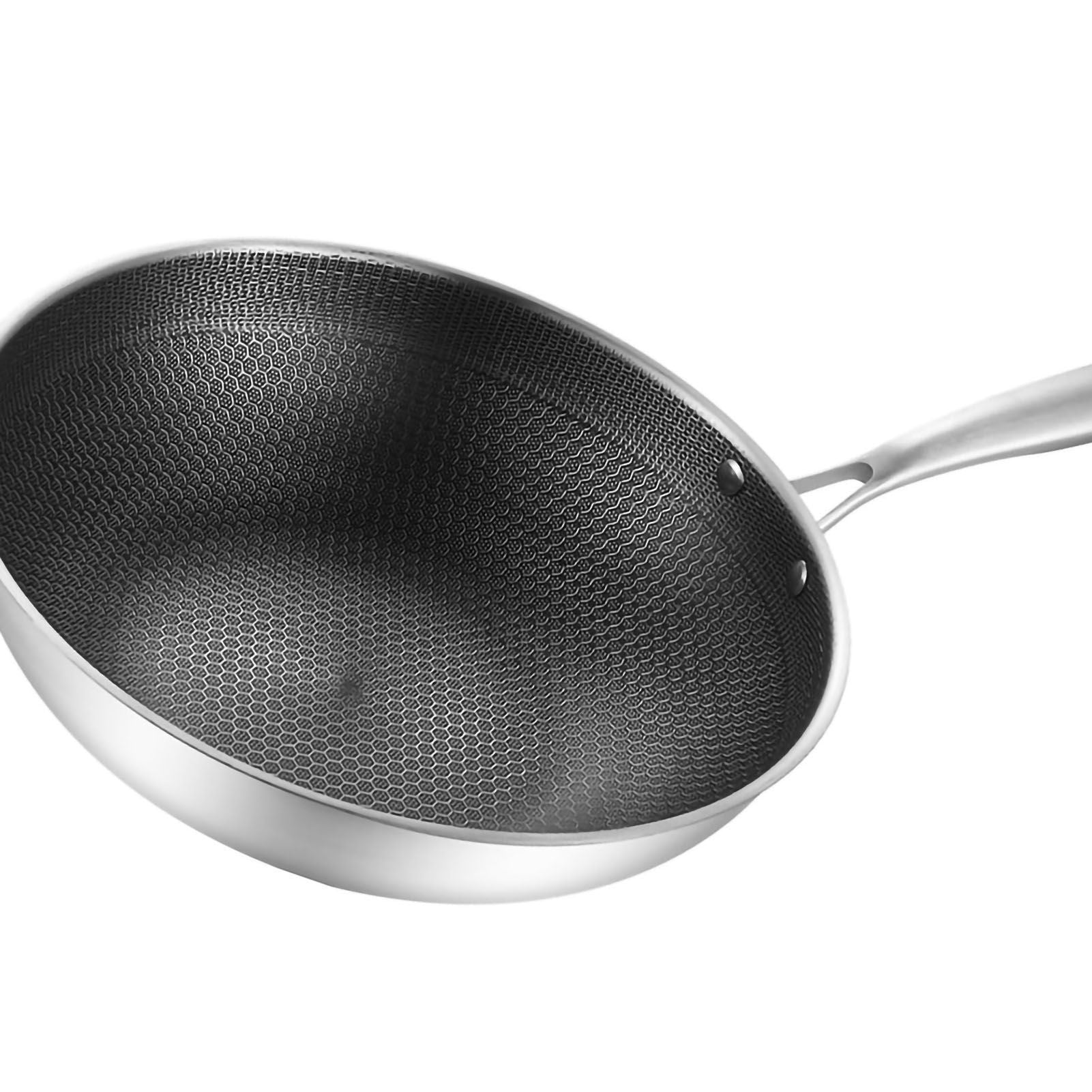 Stainless Steel Wok Pan Double Sided Honeycomb 3 Layer 32cm/12.6in (No Lid and No Ears)