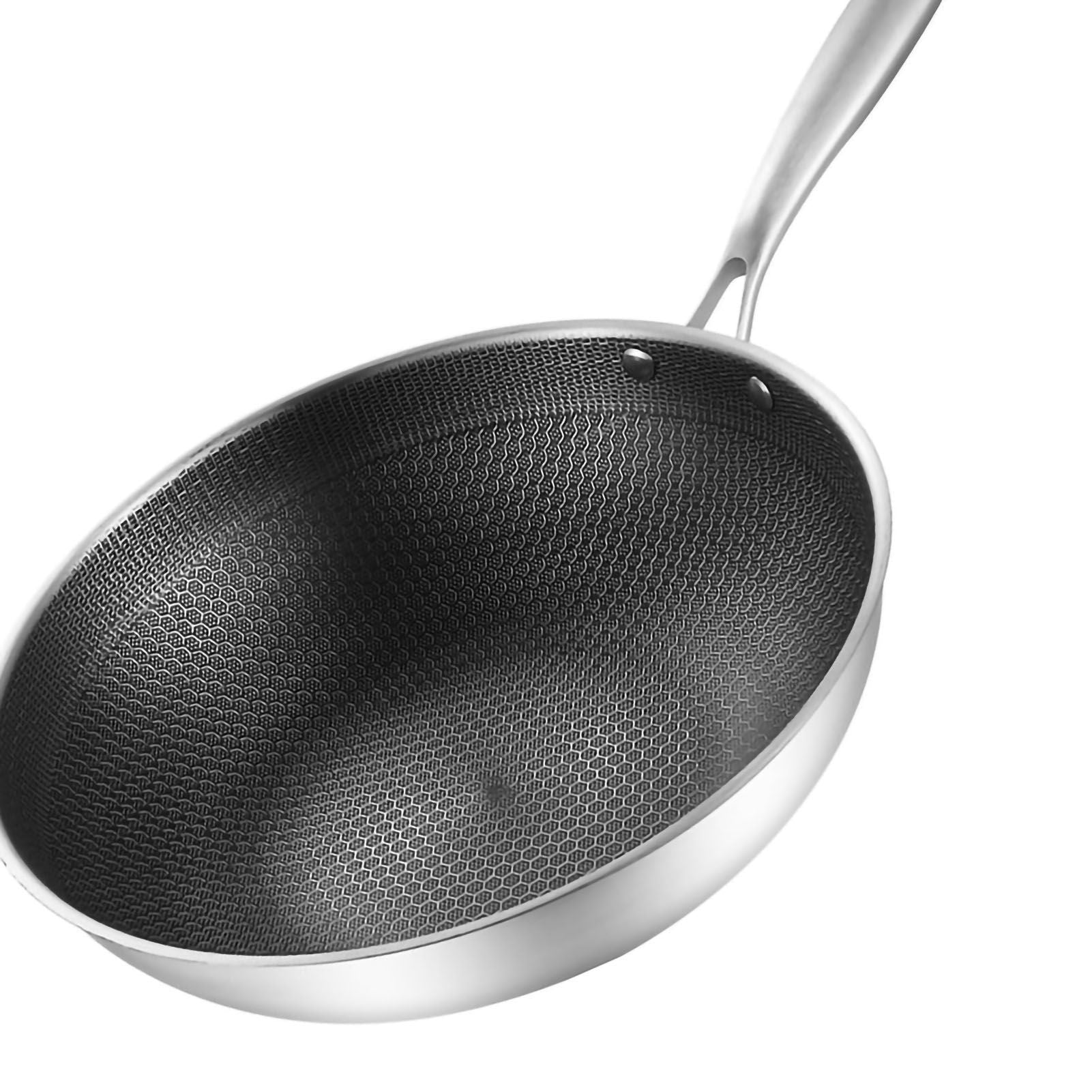 Stainless Steel Wok Pan Double Sided Honeycomb 3 Layer 32cm/12.6in (No Lid and No Ears)