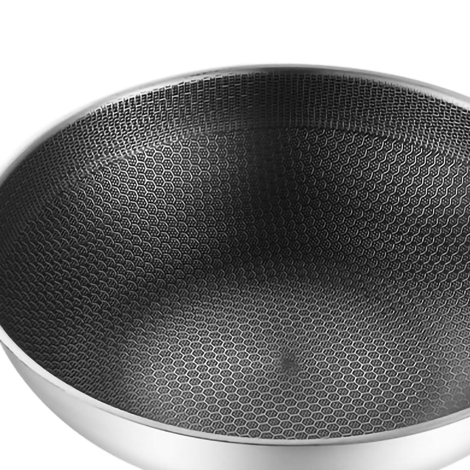 Stainless Steel Wok Pan Double Sided Honeycomb 3 Layer 32cm/12.6in (No Lid and No Ears)