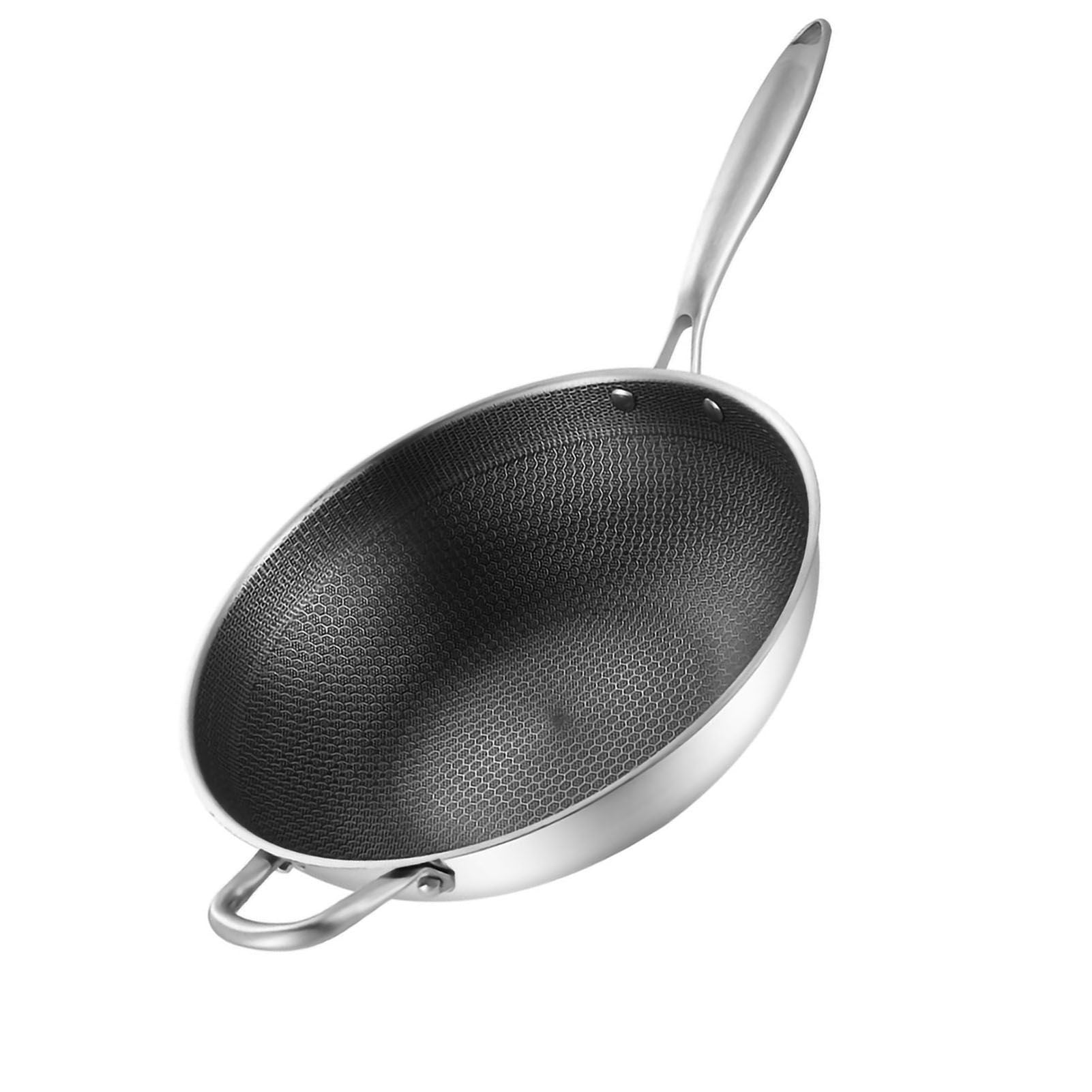 Stainless Steel Wok Pan Double Sided Honeycomb 3 Layer 32cm/12.6in (No Lid and with Ears)