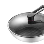 Stainless Steel Wok Pan Double Sided Honeycomb 3 Layer 32cm/12.6in (with Lid and No Ears)