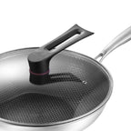 Stainless Steel Wok Pan Double Sided Honeycomb 3 Layer 32cm/12.6in (with Cover and Ears)