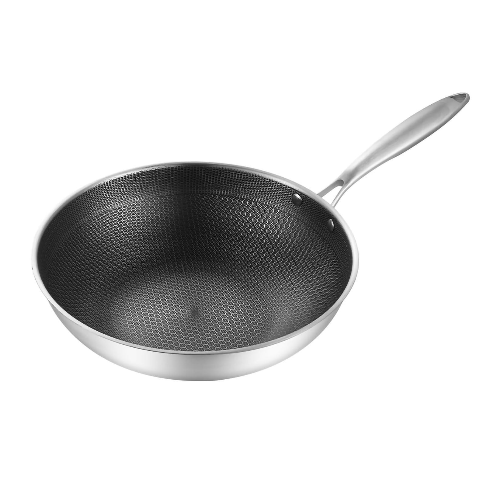Stainless Steel Wok Pan Double Sided Honeycomb 3 Layer 34cm/13.4in (No Lid and No Ears)