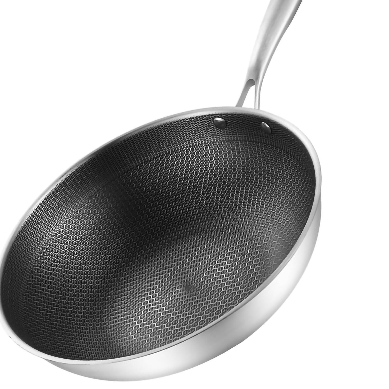 Stainless Steel Wok Pan Double Sided Honeycomb 3 Layer 34cm/13.4in (No Lid and No Ears)