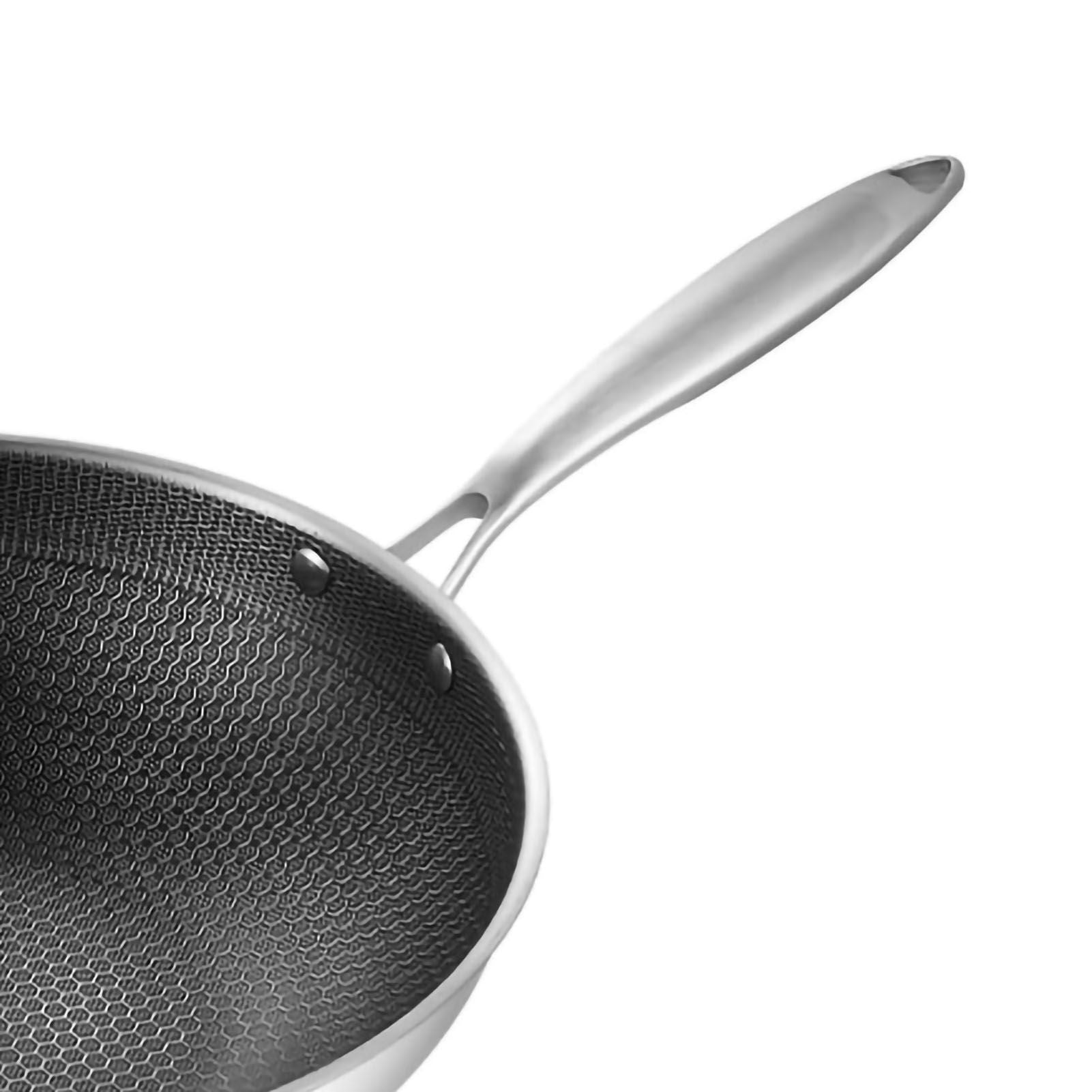 Stainless Steel Wok Pan Double Sided Honeycomb 3 Layer 34cm/13.4in (No Lid and with Ears)