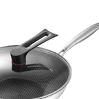 Stainless Steel Wok Pan Double Sided Honeycomb 3 Layer 34cm/13.4in (with Cover and Ears)