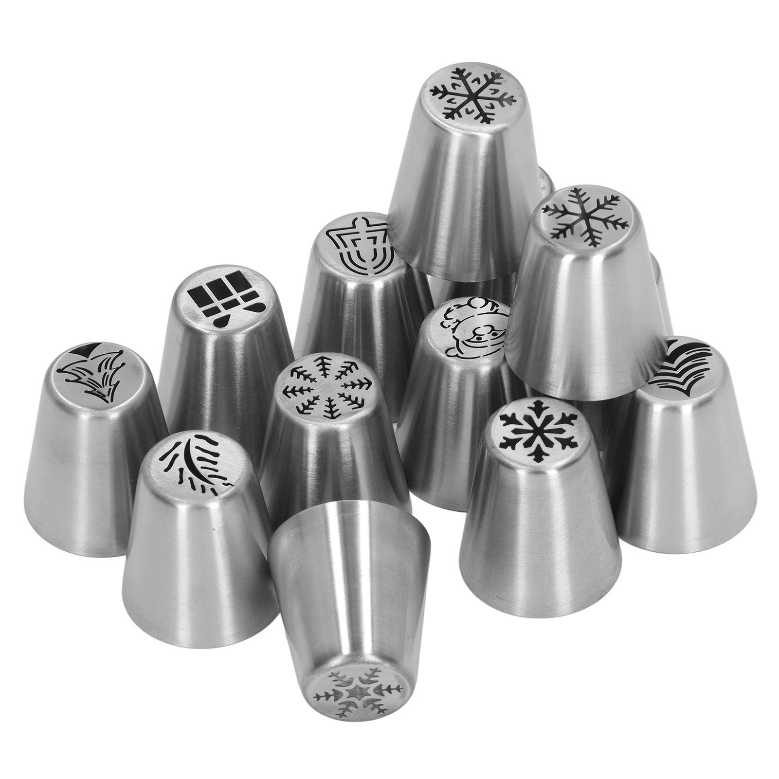 13pcs Christmas Flower Frosting Tips Nozzles Stainless Steel DIY Cake Decorating Tips for Cupcake Decoration