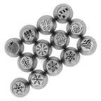 13pcs Christmas Flower Frosting Tips Nozzles Stainless Steel DIY Cake Decorating Tips for Cupcake Decoration