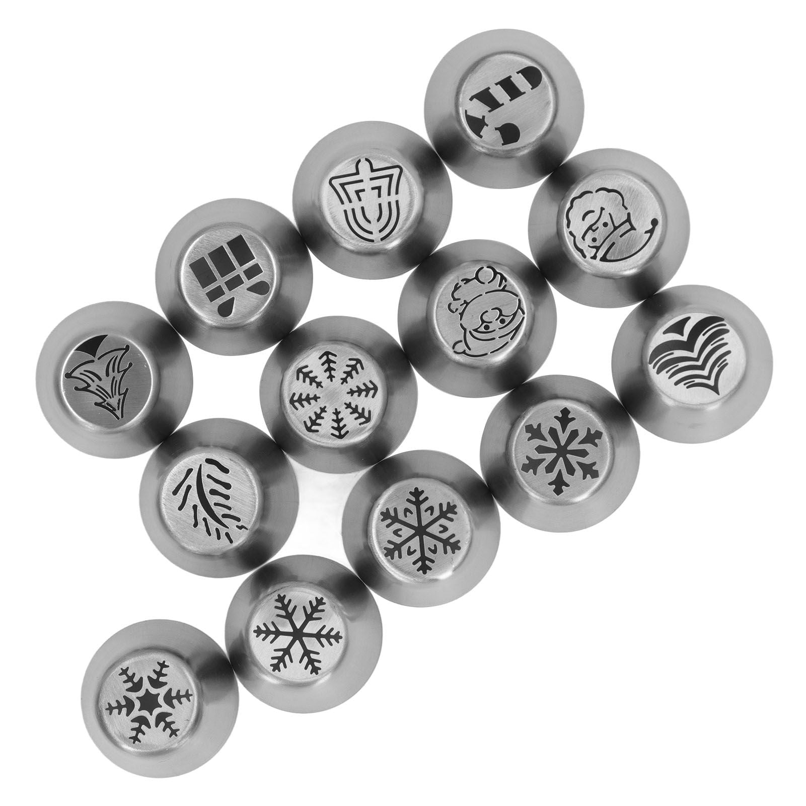 13pcs Christmas Flower Frosting Tips Nozzles Stainless Steel DIY Cake Decorating Tips for Cupcake Decoration