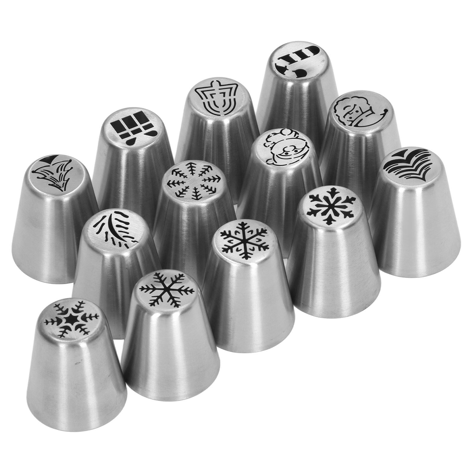 13pcs Christmas Flower Frosting Tips Nozzles Stainless Steel DIY Cake Decorating Tips for Cupcake Decoration
