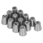 13pcs Christmas Flower Frosting Tips Nozzles Stainless Steel DIY Cake Decorating Tips for Cupcake Decoration