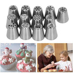13pcs Christmas Flower Frosting Tips Nozzles Stainless Steel DIY Cake Decorating Tips for Cupcake Decoration
