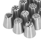 13pcs Christmas Flower Frosting Tips Nozzles Stainless Steel DIY Cake Decorating Tips for Cupcake Decoration