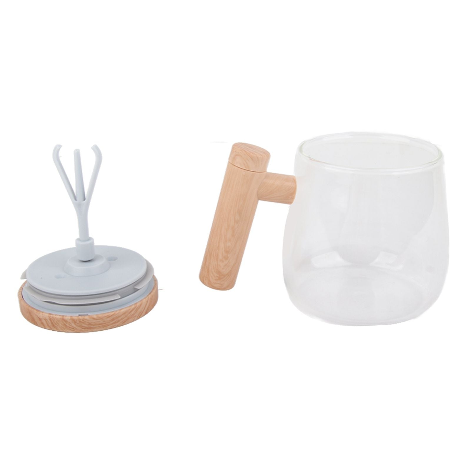 Automatic Stirring Coffee Mug with Transparent Lid Beige White 350ml 400mAh IPX6 Type C Touch Switch Electric Mixing Cup for Coffee Milk