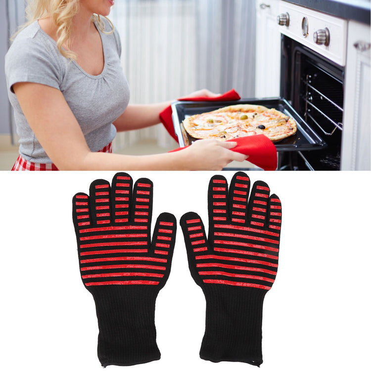 2PCS BBQ Fire Gloves Flame Retardant High Temperature Resistant Microwave Oven Gloves for Industrial - Flavour Fushion Cooking Shop