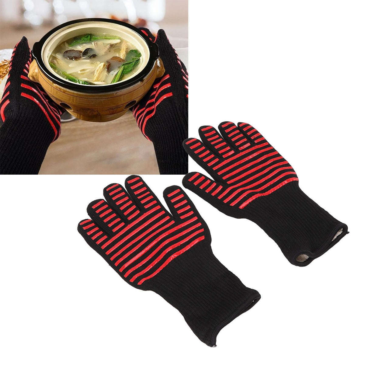 2PCS BBQ Fire Gloves Flame Retardant High Temperature Resistant Microwave Oven Gloves for Industrial - Flavour Fushion Cooking Shop