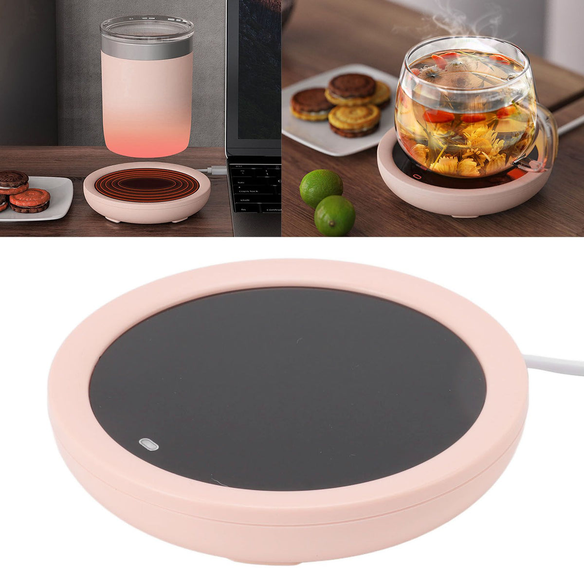 USB Coffee Mug Warmer Electric Gravity Switch 55 Celsius Degree Milk Heating Plate for Office Pink - Flavour Fushion Cooking Shop