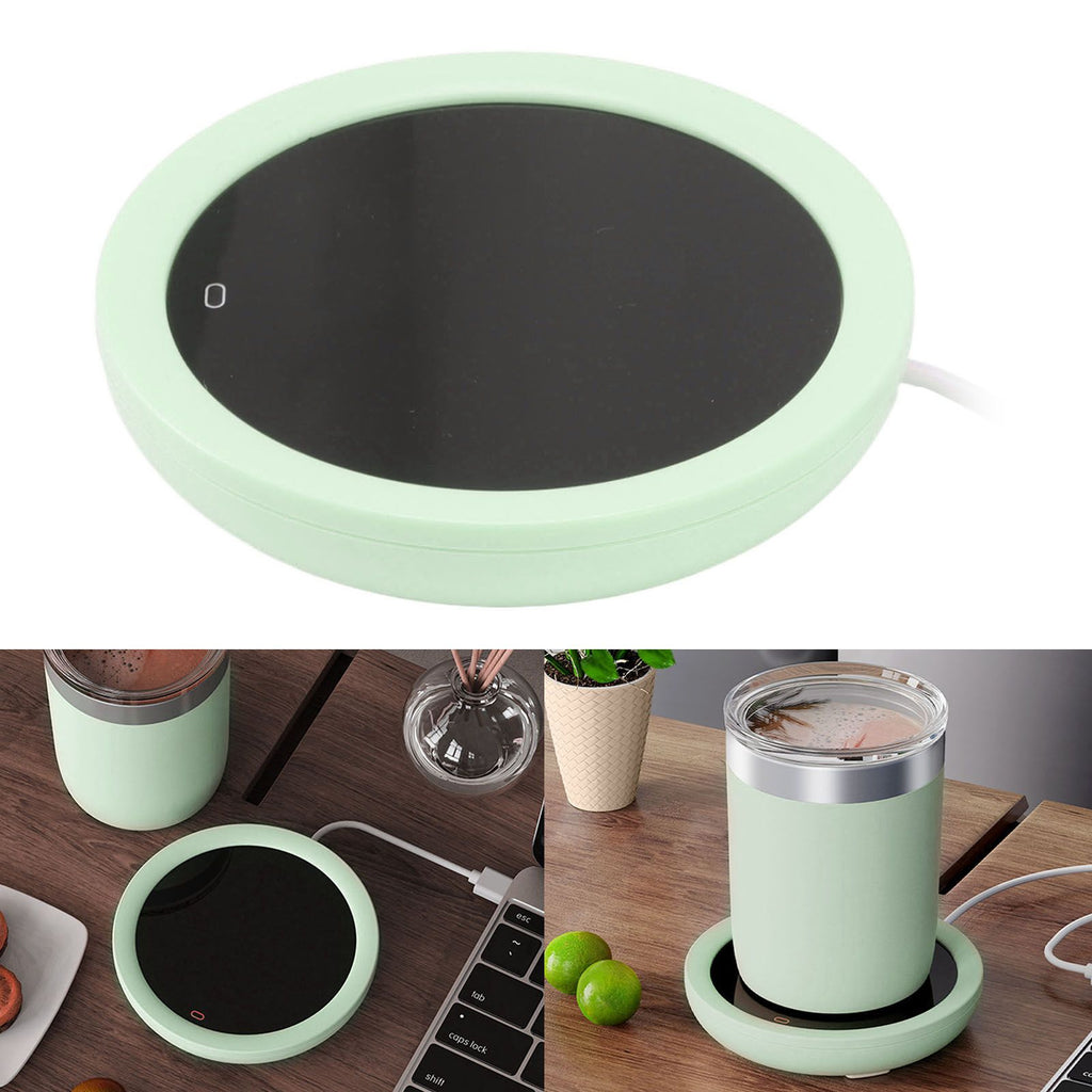 USB Coffee Mug Warmer Electric Gravity Switch 55 Celsius Degree Milk Heating Plate for Office Green