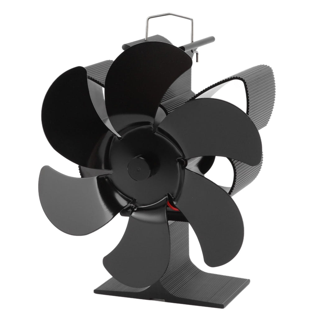 Stove Fan 6 Blades Greater Air Volume Low Noise Operation Wear Resistance Fireplace Fan Black L