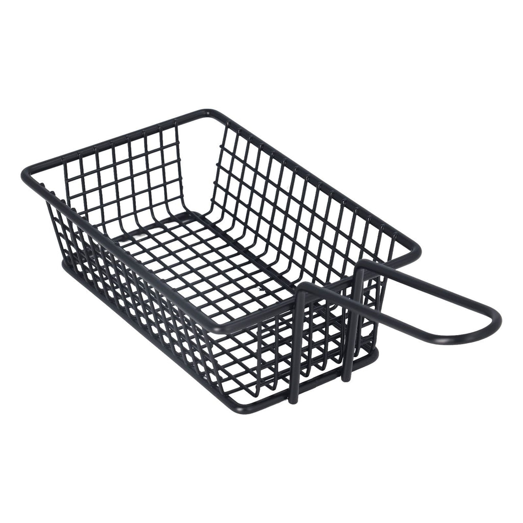 Fryer Basket Food Grade Stainless Steel French Fry Holder Frying Strainer with Handle for Restaurant Home Short Rectangle