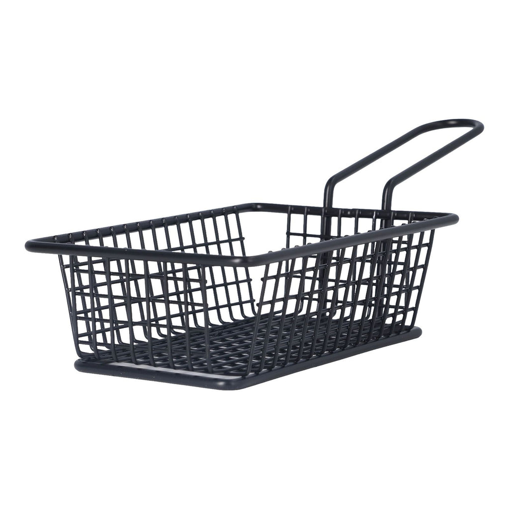 Fryer Basket Food Grade Stainless Steel French Fry Holder Frying Strainer with Handle for Restaurant Home Short Rectangle
