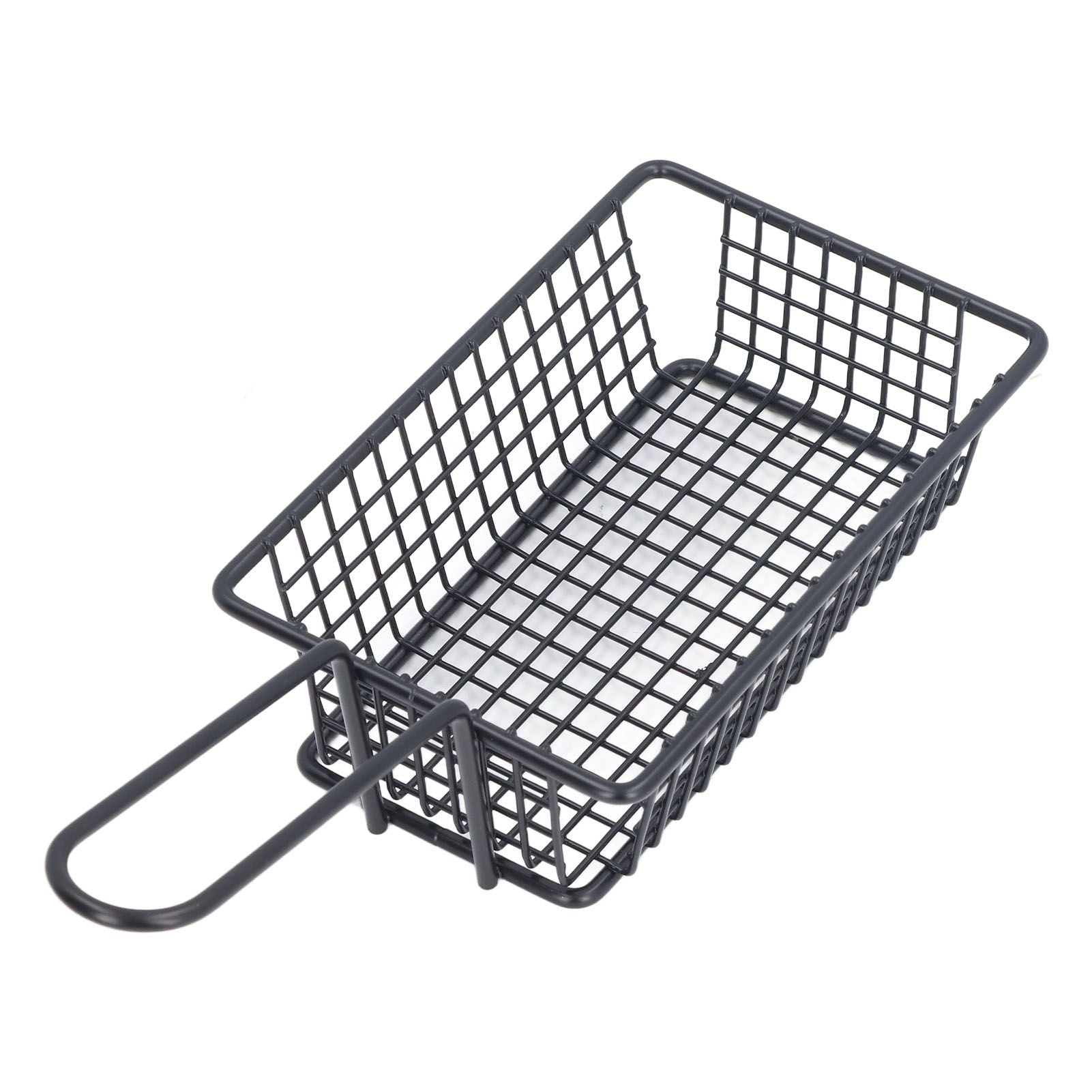Fryer Basket Food Grade Stainless Steel French Fry Holder Frying Strainer with Handle for Restaurant Home Short Rectangle