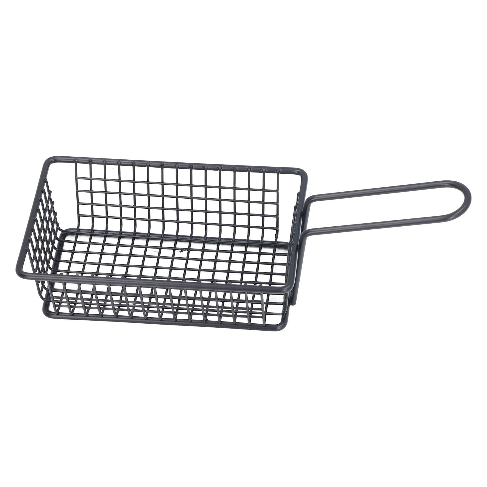 Fryer Basket Food Grade Stainless Steel French Fry Holder Frying Strainer with Handle for Restaurant Home Short Rectangle