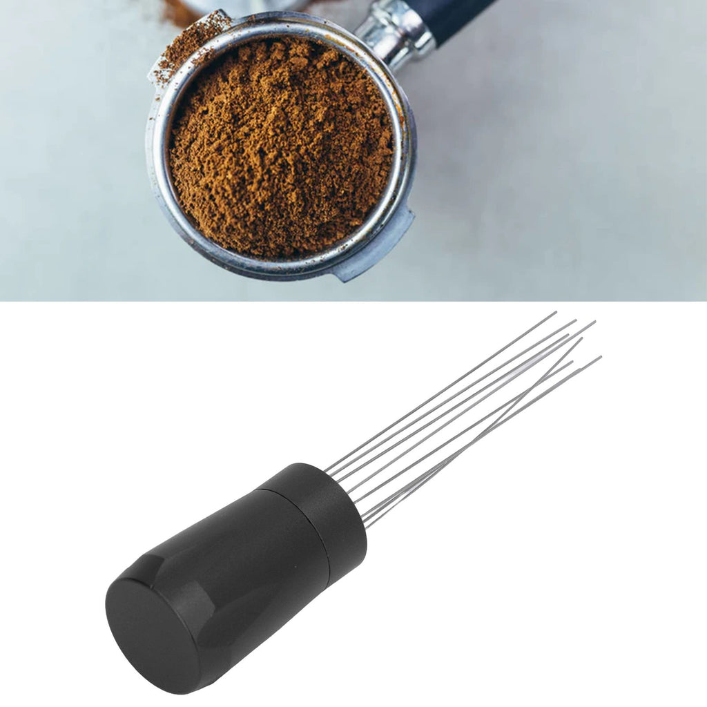 Coffee Distribution Tool Stainless Steel Aluminum Alloy Ergonomic Handle Easy Cleaning Coffee Tool for Cafe Black with Magnet