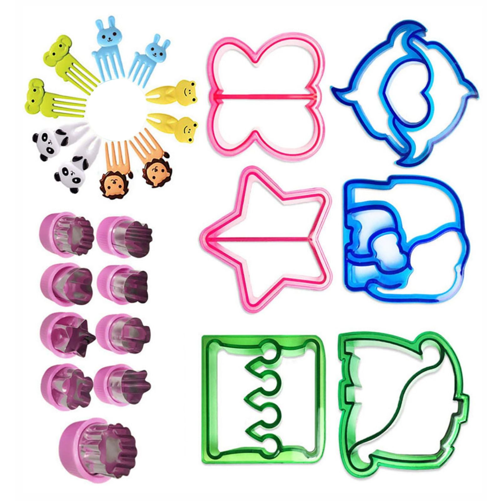 25Pcs Sandwich Cutters Set Safe Sandwiches Fruit Cookie Cutters for DIY Baking Kit