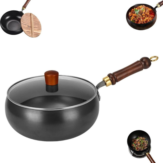 Cast Iron Skillet, Japanese Iron Pan, Cast Iron Braiser, Hand-Forged Non-Coated Frying Pan for Gas, Induction, Durable and Versatile Cookware - Flavour Fushion Cooking Shop