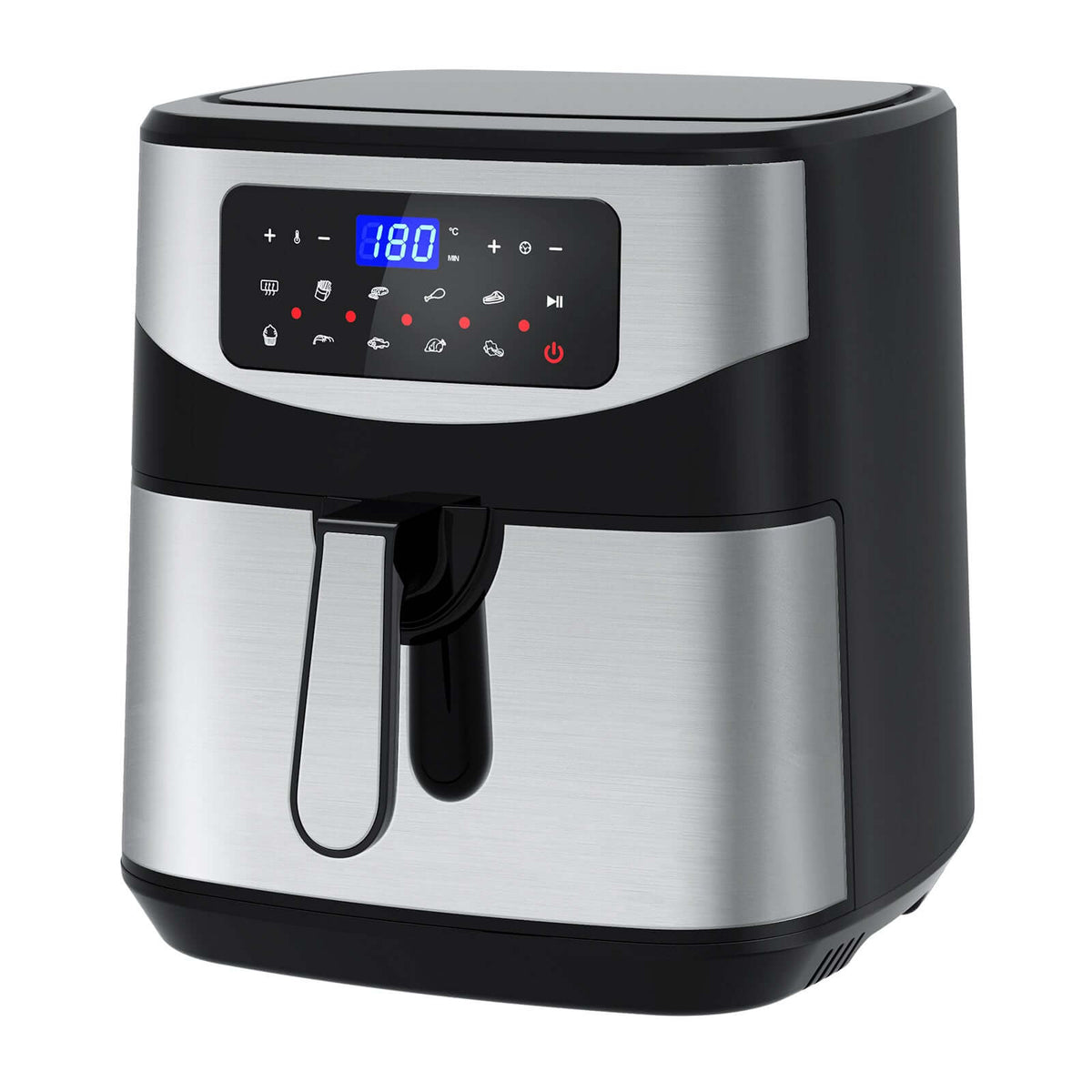 12 litre digital air fryer with digital touch-screen menu and sleek stainless steel design.