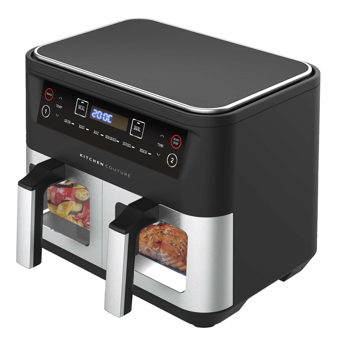 Kitchen Couture Dual View 2 x 5 Litre (10 Litre) Air Fryer Stainless Steel - Flavour Fushion Cooking Shop