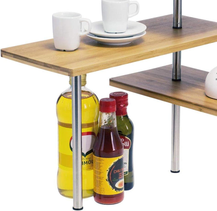 CARLA HOME 3 Tier Corner Shelf Kitchen Spice Rack Organiser with Hooks for Home Storage & Organisation - Flavour Fushion Cooking Shop